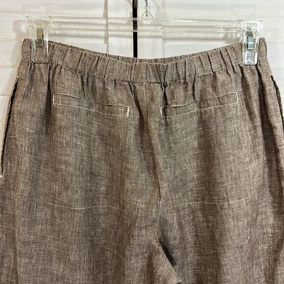 Chico’s Linen Pants Size 2 (12)  Brown Crop Wide Leg - Picture 7 of 14